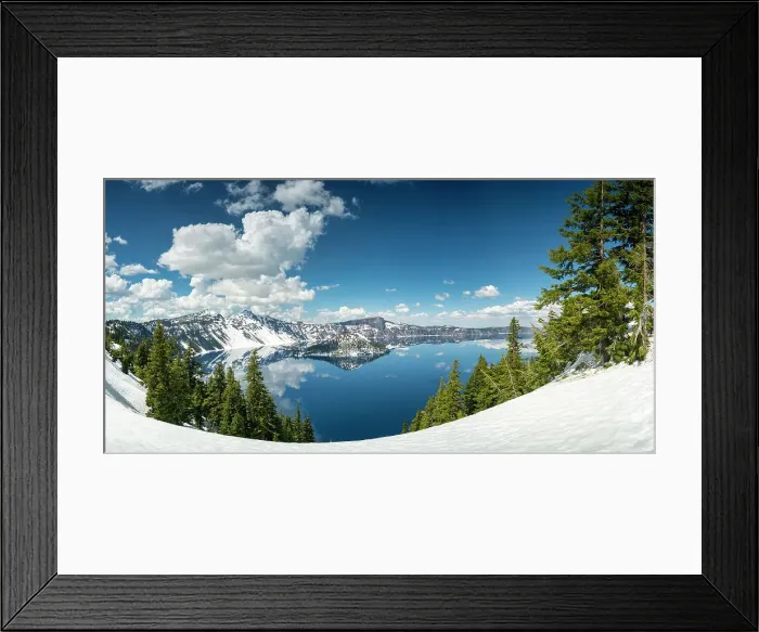 Framed Print : Spring Snow at Crater Lake National Park, Oregon, USA Framed Print : Spring Snow at Crater Lake National Park, Oregon, USA