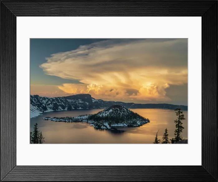 Framed Print : Storm Clouds over Wizard Island, Crater Lake National Park, Oregon, USA Framed Print : Storm Clouds over Wizard Island, Crater Lake National Park, Oregon, USA