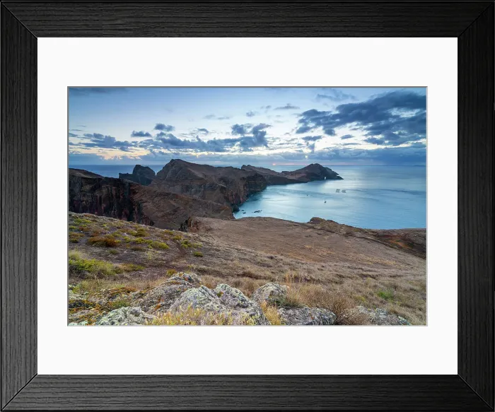 Framed Print : Ponta de Sao Lourenco against sky at dawn, Canical, Machico, Madeira, Portugal