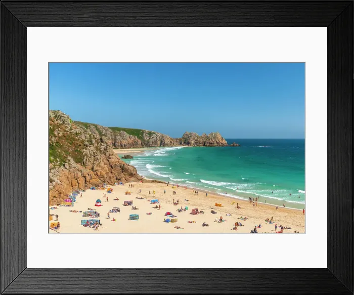 Framed Print : UK, England, Cornwall, Porthcurno Beach, Pedn Vounder Beach and Logan Headland Framed Print : UK, England, Cornwall, Porthcurno Beach, Pedn Vounder Beach and Logan Headland