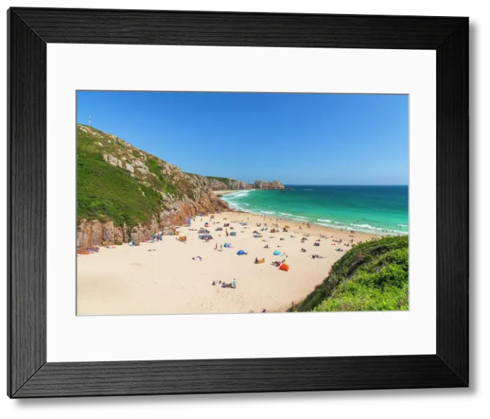 Framed Print : UK, England, Cornwall, Porthcurno Beach, Pedn Vounder Beach and Logan Headland Framed Print : UK, England, Cornwall, Porthcurno Beach, Pedn Vounder Beach and Logan Headland