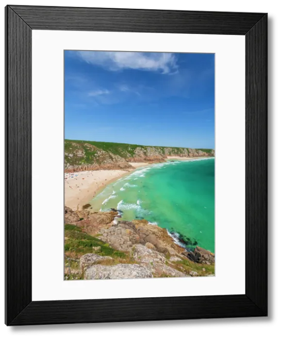 Framed Print : UK, England, Cornwall, Porthcurno Bay, Porthcurno Beach, Pedn Vounder Beach, Logan Rock Headland Framed Print : UK, England, Cornwall, Porthcurno Bay, Porthcurno Beach, Pedn Vounder Beach, Logan Rock Headland