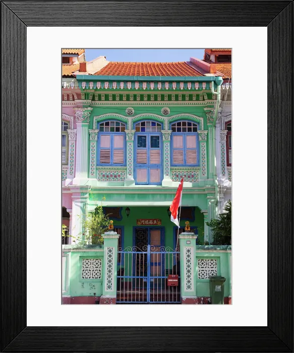 Framed Print : Traditional Peranakan shophouses, Katong, Singapore Framed Print : Traditional Peranakan shophouses, Katong, Singapore
