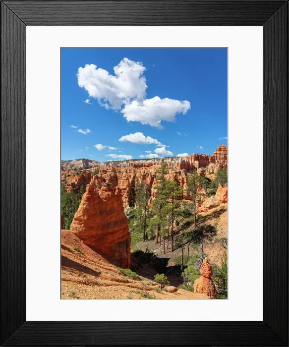 Framed Print : Scenic view of rock formations from Queens Garden Trail, Bryce Canyon National Park, Utah, USA Framed Print : Scenic view of rock formations from Queens Garden Trail, Bryce Canyon National Park, Utah, USA