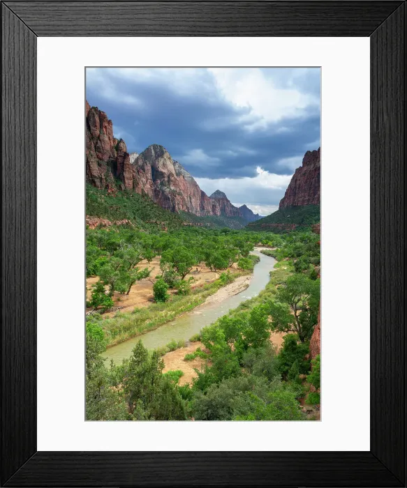 Framed Print : Virgin River flowing through Zion Canyon near Heaps Canyon, Zion National Park, Washington County, Utah, USA Framed Print : Virgin River flowing through Zion Canyon near Heaps Canyon, Zion National Park, Washington County, Utah, USA