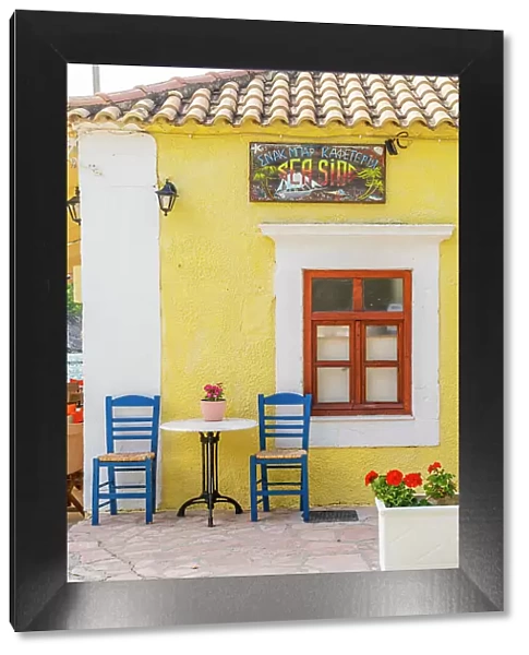 Colourful cafe, Assos, Kefalonia, Ionian Islands, Greek Islands, Greece
