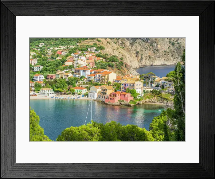 Framed Print : Colourful village of Assos, Kefalonia, Ionian Islands, Greek Islands, Greece Framed Print : Colourful village of Assos, Kefalonia, Ionian Islands, Greek Islands, Greece
