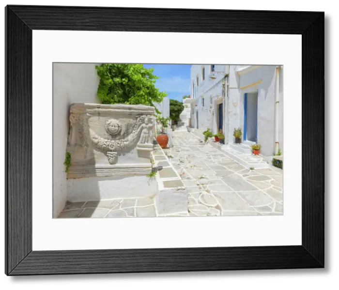Framed Print : View of Kastro village including ancient Greece stone reliefs, Kastro, Sifnos Island, Cyclades Islands, Greece Framed Print : View of Kastro village including ancient Greece stone reliefs, Kastro, Sifnos Island, Cyclades Islands, Greece