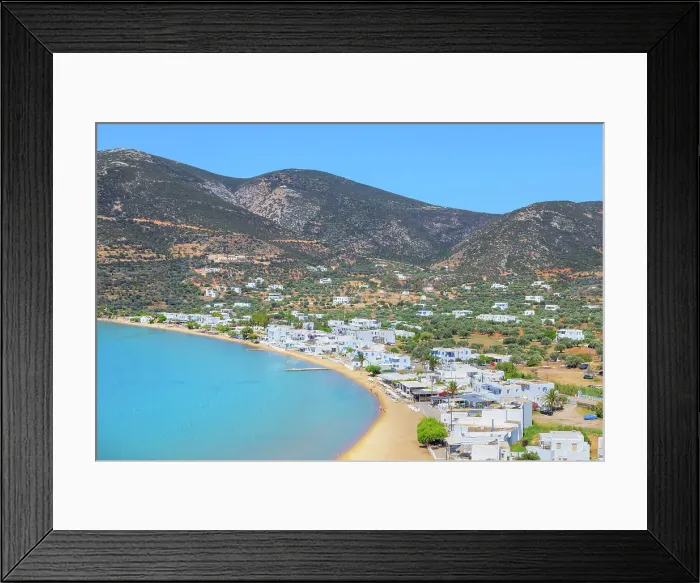 Framed Print : Platis Gialos beach, high angle view, Platis Gialos, Sifnos Island, Cyclades Islands, Greece Framed Print : Platis Gialos beach, high angle view, Platis Gialos, Sifnos Island, Cyclades Islands, Greece