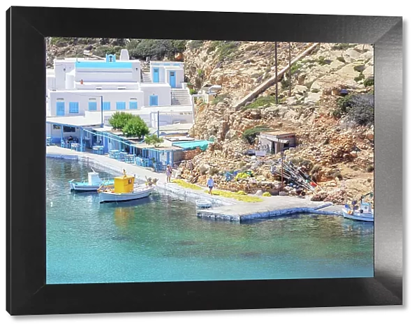 Heronissos fishing village, high angle view, Heronissos, Sifnos Island, Cyclades Islands, Greece