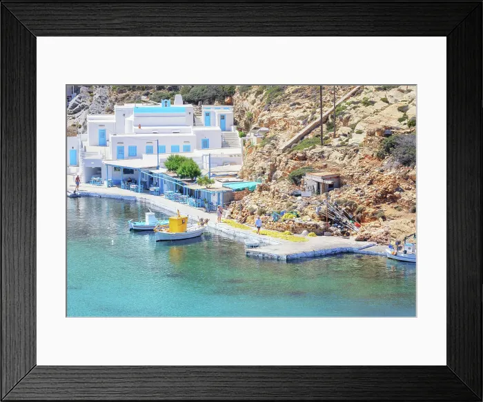 Framed Print : Heronissos fishing village, high angle view, Heronissos, Sifnos Island, Cyclades Islands, Greece Framed Print : Heronissos fishing village, high angle view, Heronissos, Sifnos Island, Cyclades Islands, Greece