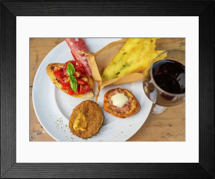 Framed Print : Italy, Tuscany. A plate of mixed tuscan apetizers in an agriturismo Framed Print : Italy, Tuscany. A plate of mixed tuscan apetizers in an agriturismo