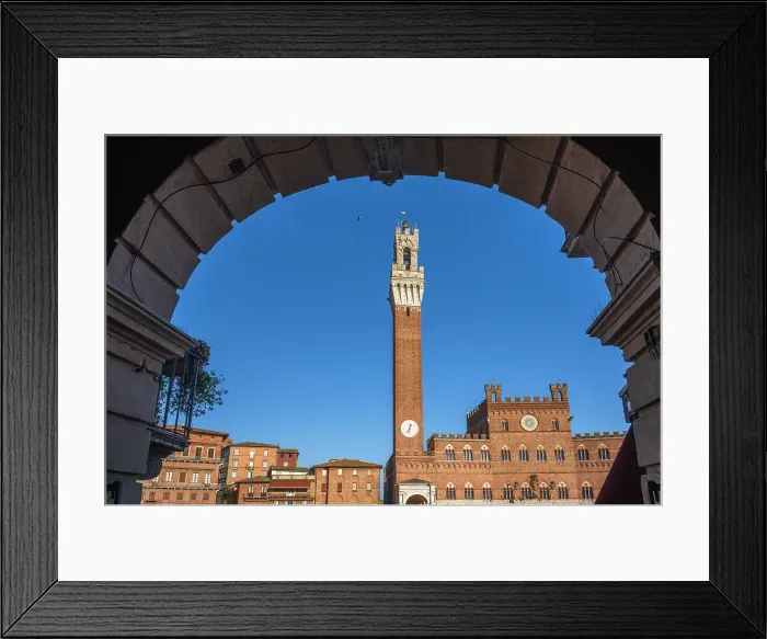 Framed Print : Italy, Tuscany, Siena, torre del mangia, the tower of the town hall and the piazza del campo Framed Print : Italy, Tuscany, Siena, torre del mangia, the tower of the town hall and the piazza del campo