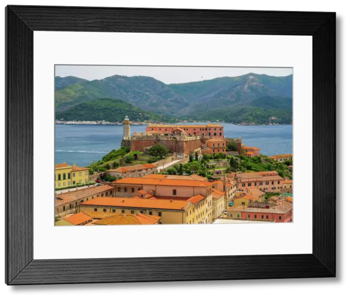Framed Print : Italy, Tuscany, Elba. View towards the fort of Portoferraio and the lighthouse Framed Print : Italy, Tuscany, Elba. View towards the fort of Portoferraio and the lighthouse