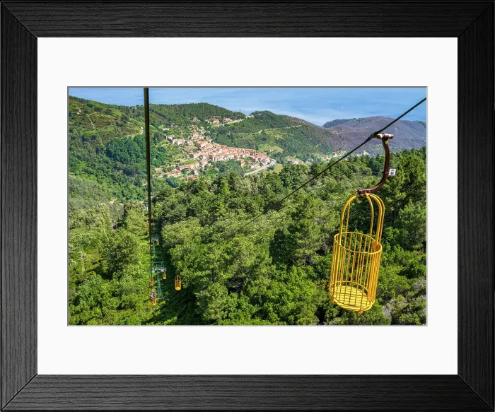 Framed Print : Italy, Tuscany, Elba. The cable car to the Monte Capanne from Marciana Framed Print : Italy, Tuscany, Elba. The cable car to the Monte Capanne from Marciana