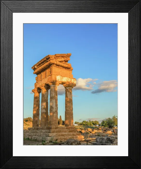 Framed Print : Temple of Castor and Pollux at sunset, Valley of Temples, Agrigento, Sicily, Italy Framed Print : Temple of Castor and Pollux at sunset, Valley of Temples, Agrigento, Sicily, Italy
