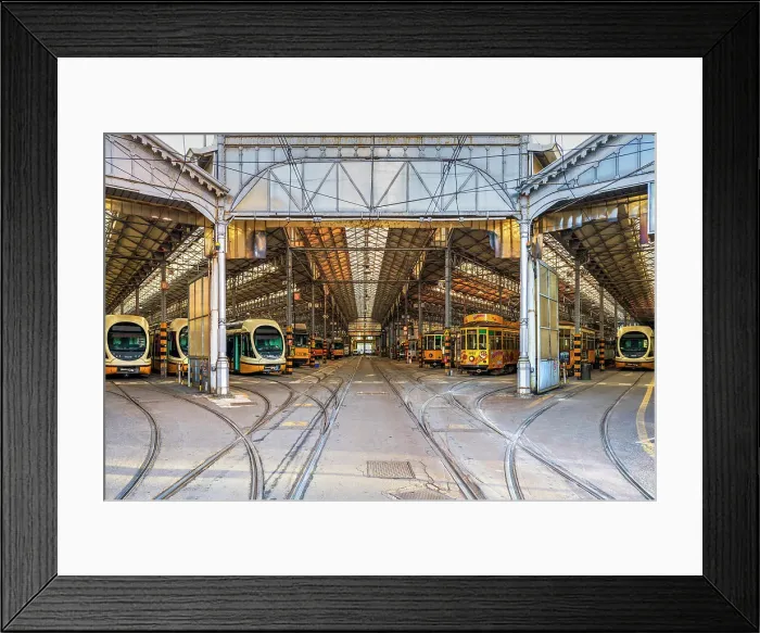 Framed Print : Tram depot, Milan, Lombardy, Italy Framed Print : Tram depot, Milan, Lombardy, Italy
