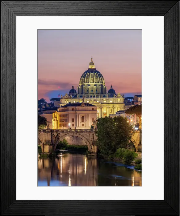 Framed Print : Tiber river and St. Peter's Basilica church at sunset, Rome, Lazio, Italy Framed Print : Tiber river and St. Peter's Basilica church at sunset, Rome, Lazio, Italy
