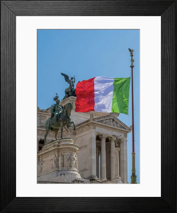 Framed Print : Italian flag waving in front of the National Monument to Victor Emmanuel II (Altare della Patria), Rome, Lazio, Italy Framed Print : Italian flag waving in front of the National Monument to Victor Emmanuel II (Altare della Patria), Rome, Lazio, Italy