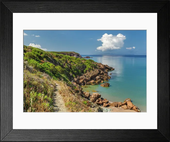 Framed Print : Coastal path near Pan di Zucchero, Nebida, Iglesiente, Sud Sardegna district, Sardinia, Italy Framed Print : Coastal path near Pan di Zucchero, Nebida, Iglesiente, Sud Sardegna district, Sardinia, Italy