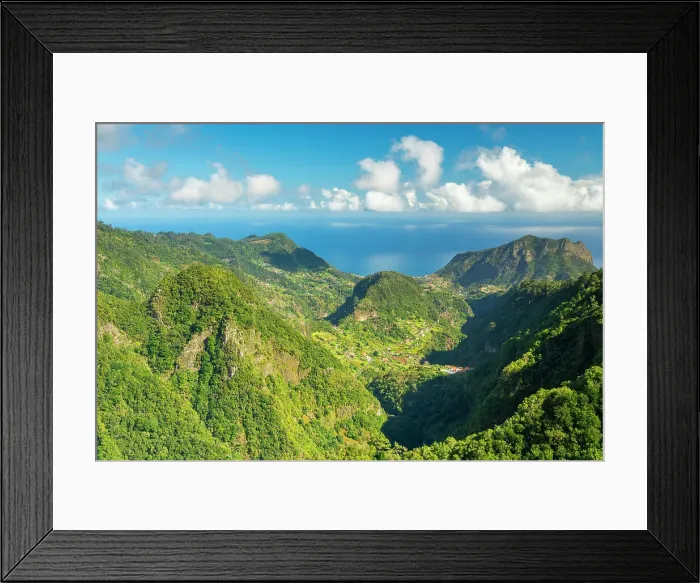 Framed Print : Trail Levada dos Balcoes and distant views of Faial, Santana, Madeira, Portugal Framed Print : Trail Levada dos Balcoes and distant views of Faial, Santana, Madeira, Portugal