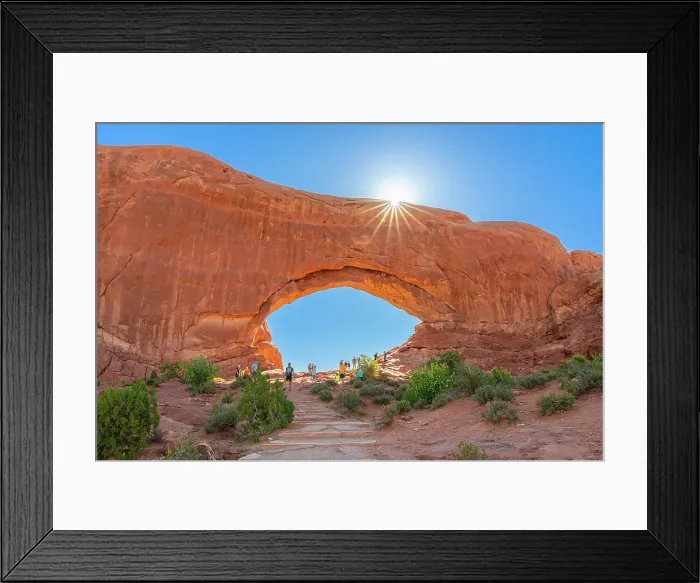 Framed Print : Tourists visiting North Window Arch, Arches National Park, Utah, USA