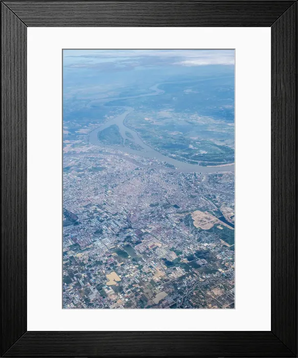 Framed Print : Aerial view over Phnom Penh (capital city), Cambodia Framed Print : Aerial view over Phnom Penh (capital city), Cambodia
