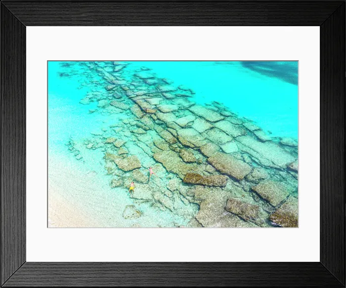 Framed Print : Overhead view of cheerful boy with mother enjoying floating in a blue lagoon, Caribbean Sea (MR) Framed Print : Overhead view of cheerful boy with mother enjoying floating in a blue lagoon, Caribbean Sea (MR)