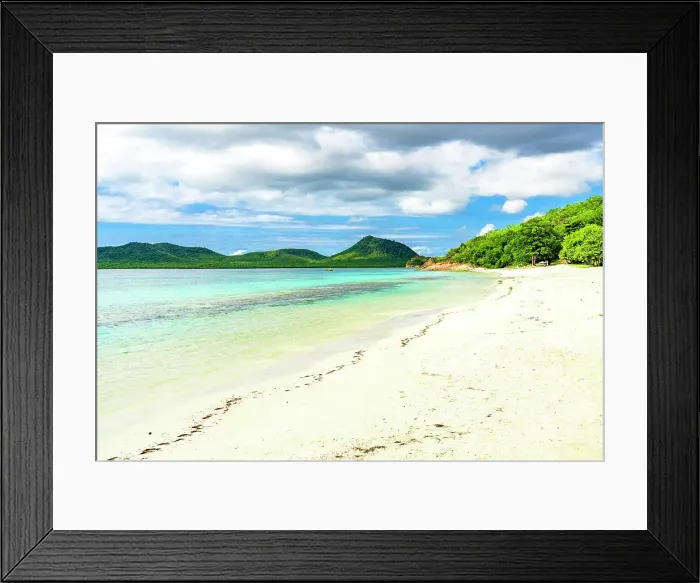 Framed Print : Empty shore in a tropical lagoon, Hermitage Beach, Antigua, Antigua & Barbuda, Caribbean, West Indies Framed Print : Empty shore in a tropical lagoon, Hermitage Beach, Antigua, Antigua & Barbuda, Caribbean, West Indies