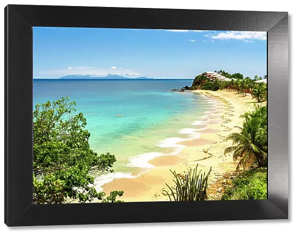 Luxury tourist resort on idyllic palm fringed beach, Morris Bay, Antigua, Antigua & Barbuda, Caribbean, West Indies