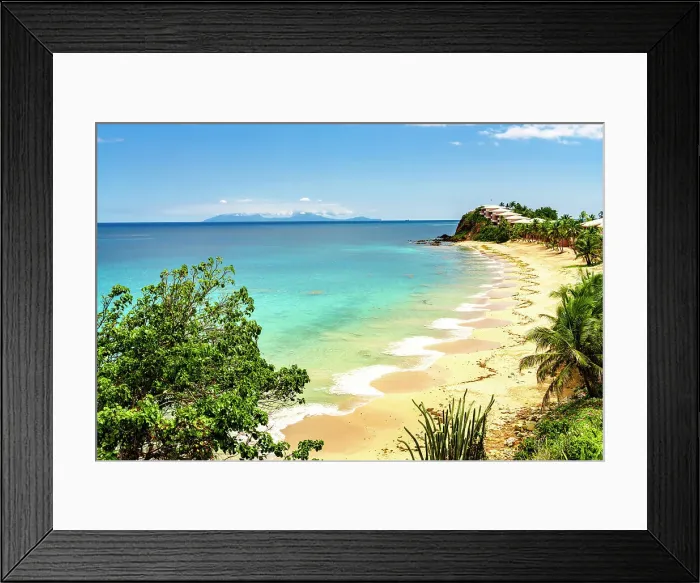 Framed Print : Luxury tourist resort on idyllic palm fringed beach, Morris Bay, Antigua, Antigua & Barbuda, Caribbean, West Indies