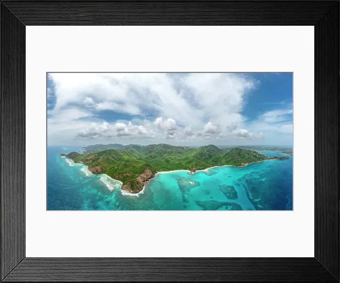 Framed Print : Aerial view of Rendezvous Beach and English Harbour, Antigua, Antigua & Barbuda, Caribbean Framed Print : Aerial view of Rendezvous Beach and English Harbour, Antigua, Antigua & Barbuda, Caribbean