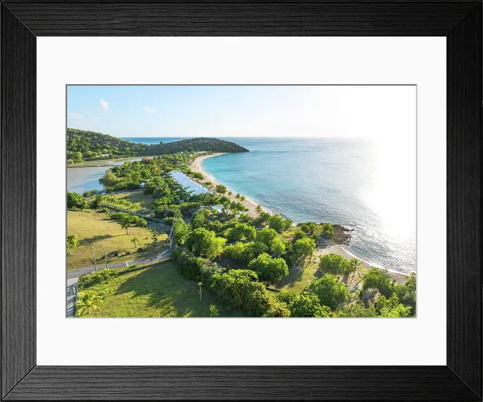 Framed Print : Aerial view of a palm fringed beach, Galley Bay, Antigua, Antigua & Barbuda, Caribbean, West Indies Framed Print : Aerial view of a palm fringed beach, Galley Bay, Antigua, Antigua & Barbuda, Caribbean, West Indies