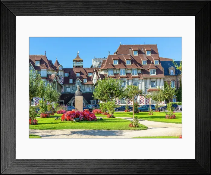 Framed Print : Statue of Francois Andre In Front Of The Normandy Barriere Hotel, Deauville, Normandy, France Framed Print : Statue of Francois Andre In Front Of The Normandy Barriere Hotel, Deauville, Normandy, France