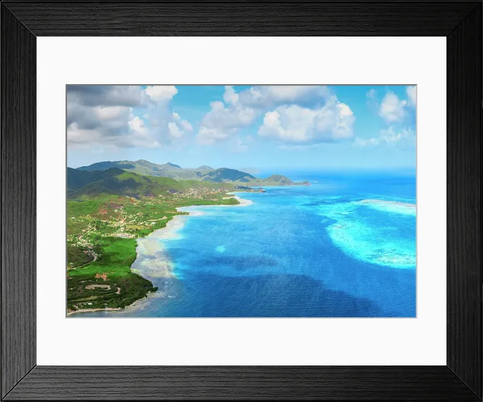 Framed Print : Aerial view over Antigua, Antigua & Barbuda, Caribbean, West Indies Framed Print : Aerial view over Antigua, Antigua & Barbuda, Caribbean, West Indies