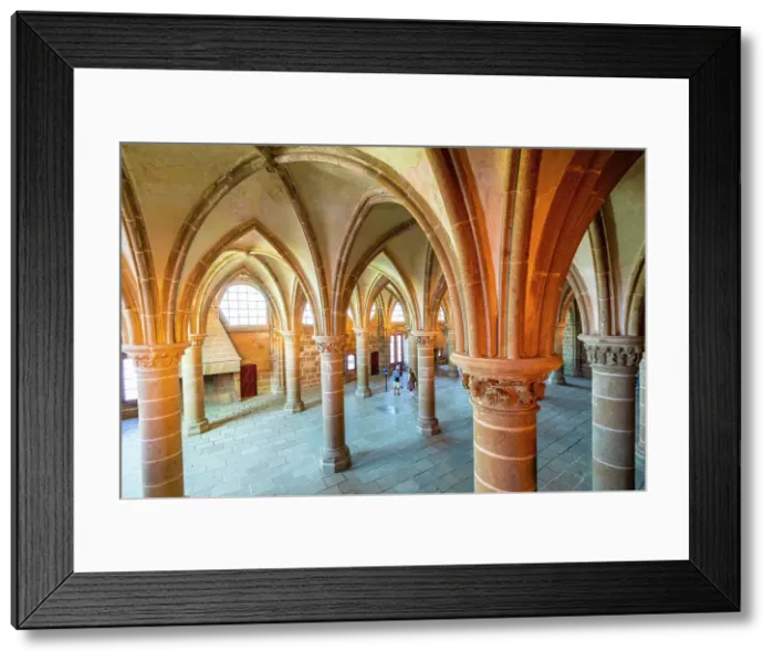 Framed Print : The Knight's Hall at Mont Saint Michel, Normandy, France Framed Print : The Knight's Hall at Mont Saint Michel, Normandy, France