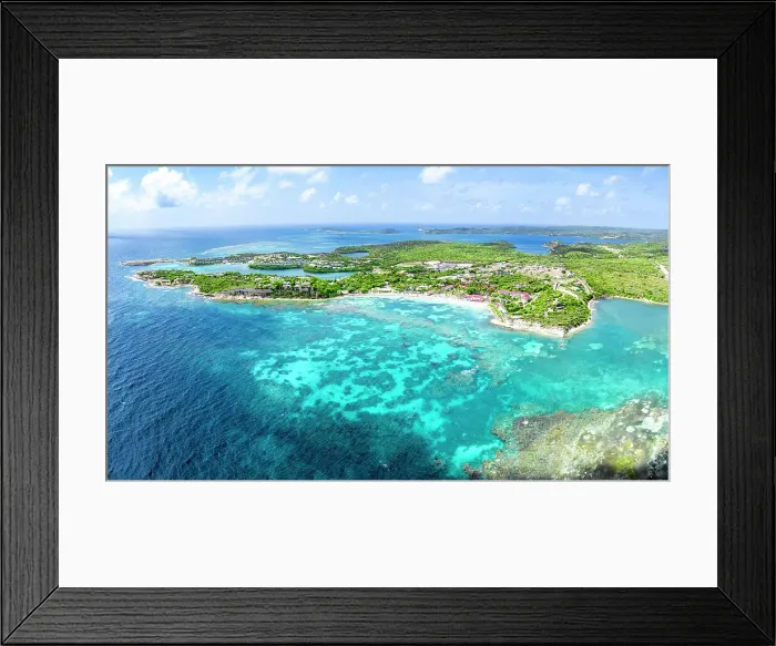 Framed Print : Aerial panoramic of idyllic beach overlooking the coral reef, Long Bay, Antigua, Antigua & Barbuda, Caribbean, West Indies Framed Print : Aerial panoramic of idyllic beach overlooking the coral reef, Long Bay, Antigua, Antigua & Barbuda, Caribbean, West Indies