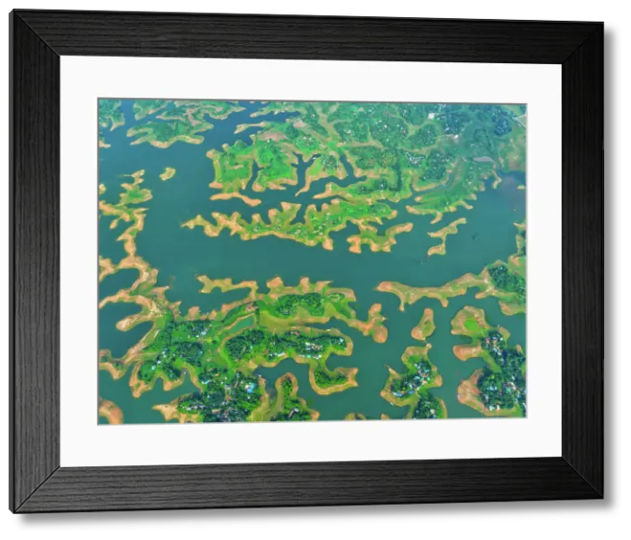 Framed Print : Aerial view of islands in Kaptai Lake in Rangamati District of Chittagong Division in Bangladesh Framed Print : Aerial view of islands in Kaptai Lake in Rangamati District of Chittagong Division in Bangladesh