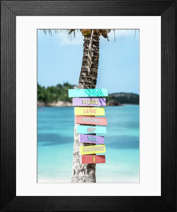Framed Print : Colorful beach signs on palm tree on a tropical beach, Antigua, Antigua & Barbuda, Caribbean, West Indies Framed Print : Colorful beach signs on palm tree on a tropical beach, Antigua, Antigua & Barbuda, Caribbean, West Indies