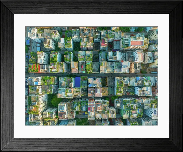 Framed Print : Aerial view of Dhaka City with residential area, Dhaka, Bangladesh Framed Print : Aerial view of Dhaka City with residential area, Dhaka, Bangladesh