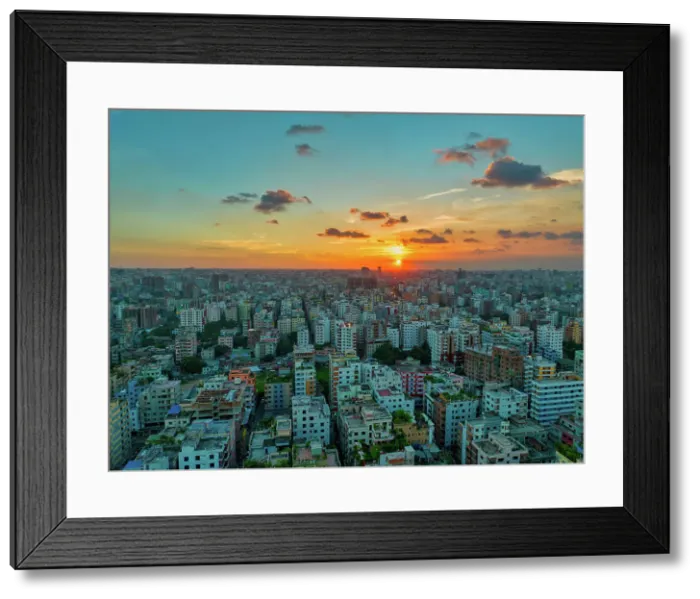Framed Print : Aerial view of Dhaka City with residential area at sunset, Dhaka, Bangladesh Framed Print : Aerial view of Dhaka City with residential area at sunset, Dhaka, Bangladesh