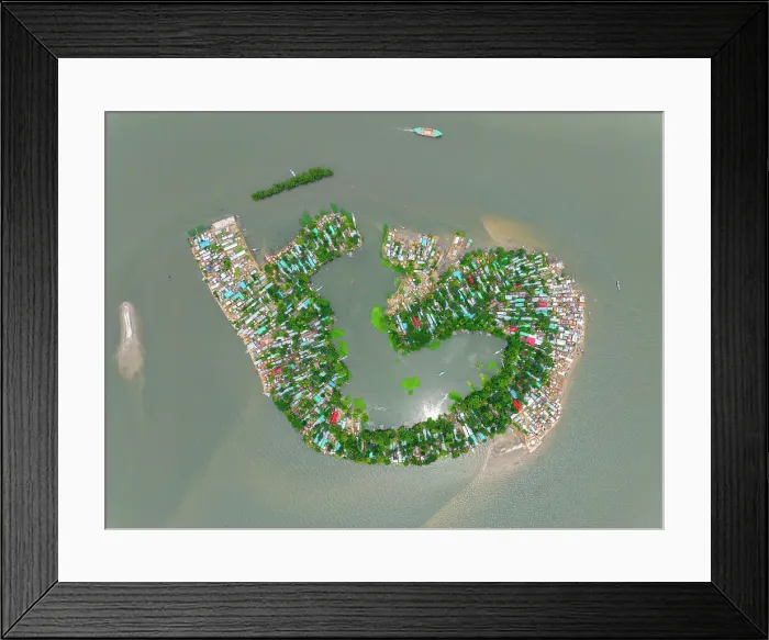 Framed Print : Aerial view of worst flood affected village, Nikli, Kishoreganj, Bangladesh Framed Print : Aerial view of worst flood affected village, Nikli, Kishoreganj, Bangladesh