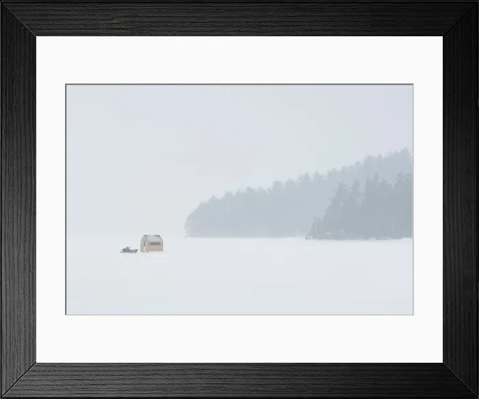 Framed Print : Ice fishing on Lake of Bays Near Baysville, Ontario, Canada