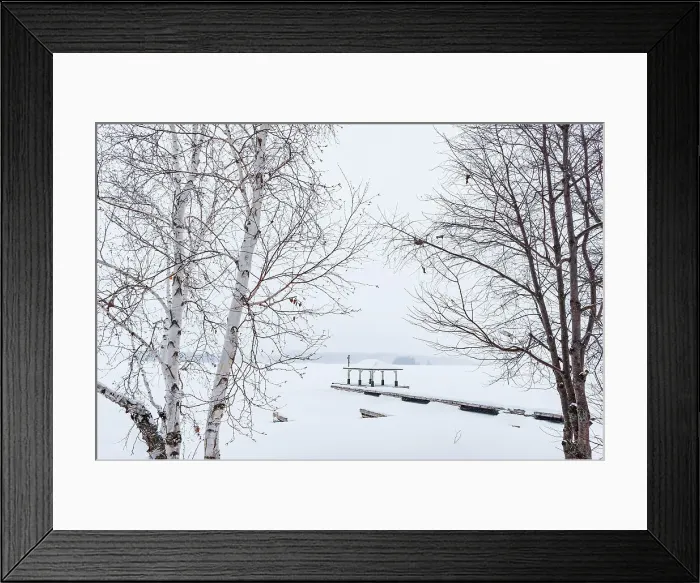 Framed Print : Dock in winter on Lake of Bays Near Baysville, Ontario, Canada Framed Print : Dock in winter on Lake of Bays Near Baysville, Ontario, Canada