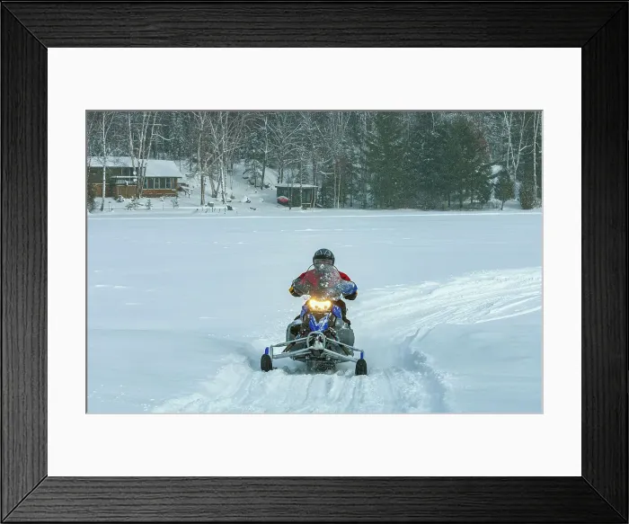 Framed Print : Snowmobile Dorset, Ontario, Canada Framed Print : Snowmobile Dorset, Ontario, Canada