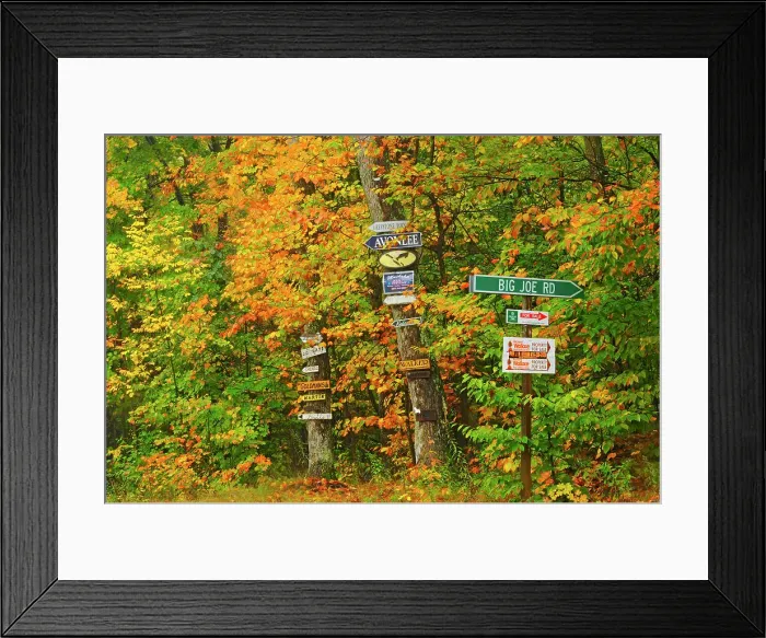 Framed Print : Old-fashioned cottage signs in autumn Muskoka, Ontario, Canada