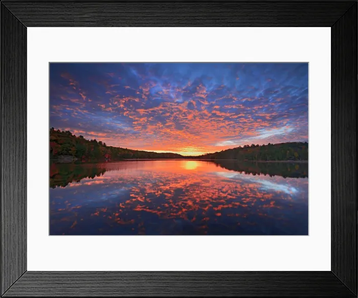Framed Print : Clouds at sunrise on Raven Lake Dorset, Ontario, Canada