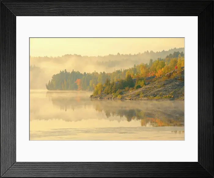 Framed Print : Fog on Simon Lake in autumn. Simon Lake Park Conservation Area. Naughton, Ontario, Canada Framed Print : Fog on Simon Lake in autumn. Simon Lake Park Conservation Area. Naughton, Ontario, Canada