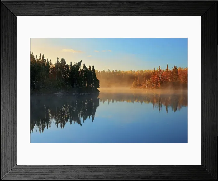 Framed Print : Vermilion River in autumn with fog Whitefish, Ontario, Canada Framed Print : Vermilion River in autumn with fog Whitefish, Ontario, Canada