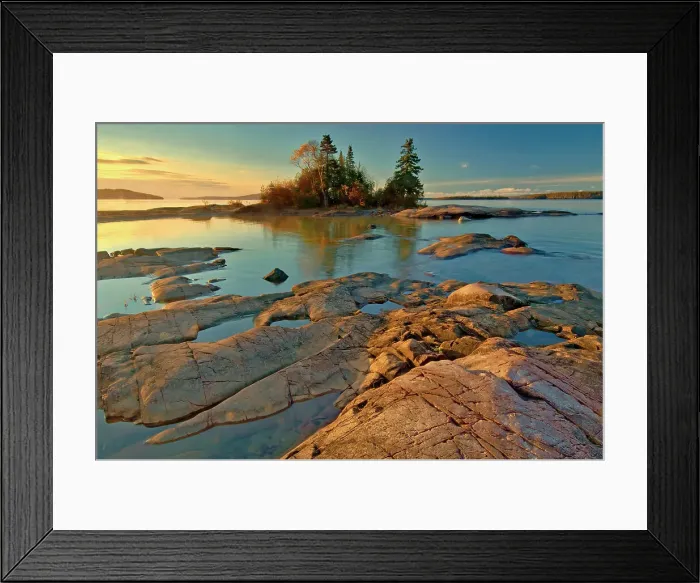 Framed Print : Caron Island and Lake Superior st sunrise Rossport, Ontario, Canada